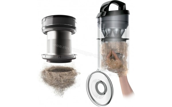 BISSELL Icon Advanced 25V - Vue du bac &agrave; poussi&egrave;res (cr&eacute;dit : Boulanger)