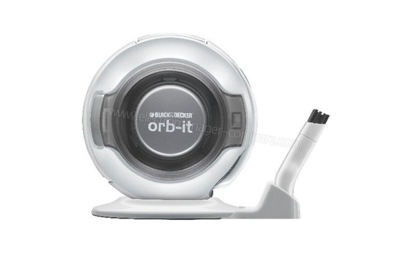 BLACK & DECKER ORB48PWN Orb-it 4.8V Blanc - Vue de profil avec base de chargement