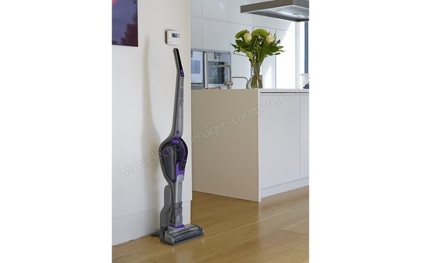 BLACK & DECKER SVJ520BFSP - Vue 3/4 gauche avec base de charge