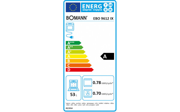 BOMANN EBO 9612.1 IX - &Eacute;tiquette &eacute;nergie