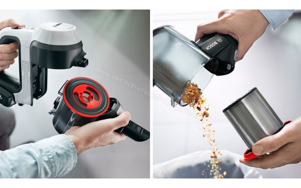 BOSCH BCS711XXL - Vue du vidage du bac