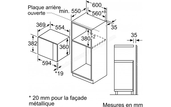 BOSCH BEL554MB2 - Dimensions