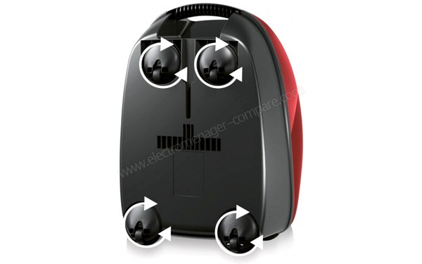 BOSCH BGL3A234 - Vue du dessous avec roulettes multidirectionnelles