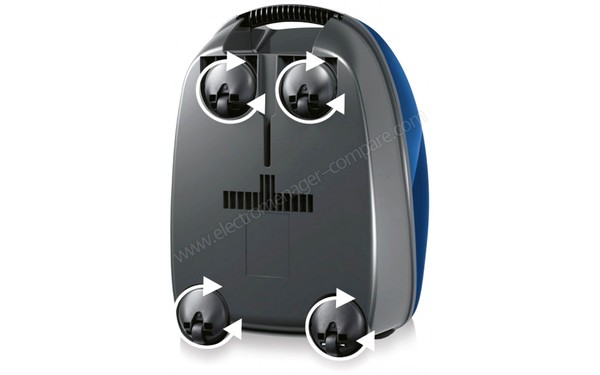 BOSCH BGL3B110 - Vue du dessous avec roulettes multidirectonnelles