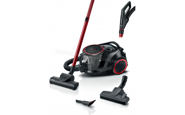 BOSCH BGS41POW1 - Vue 3/4 droite avec accessoires