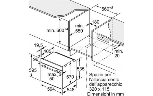 BOSCH HBA534BW0 - Dimensions