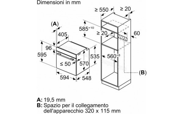 BOSCH HBA534BW0 - Dimensions