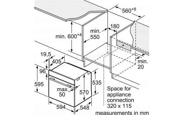 BOSCH HBA5360B0 - Dimensions