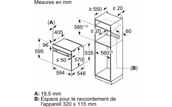 BOSCH HBA553BV3F - Dimensions