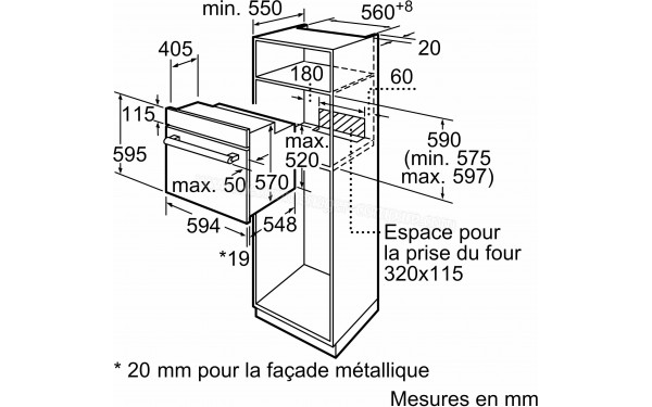 BOSCH HBF154ES0 - Dimensions