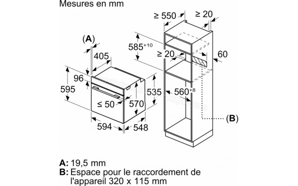 BOSCH HBG272EB3F - Dimensions