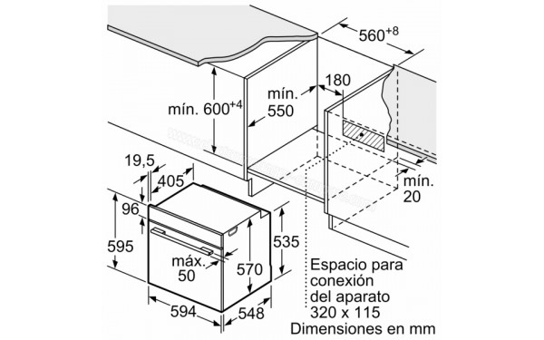BOSCH HBG5780B6 - Dimensions