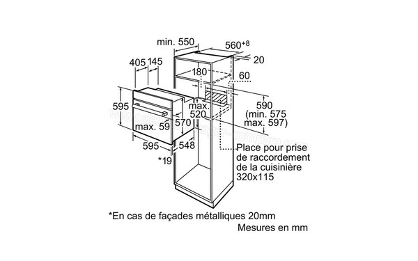 BOSCH HBG63B460F - Sch&eacute;ma d'encastrement en colonne