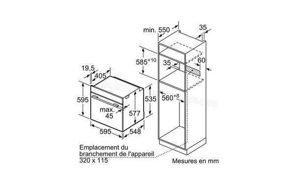 BOSCH HBG672BS1F - Sch&eacute;ma d'encastrement