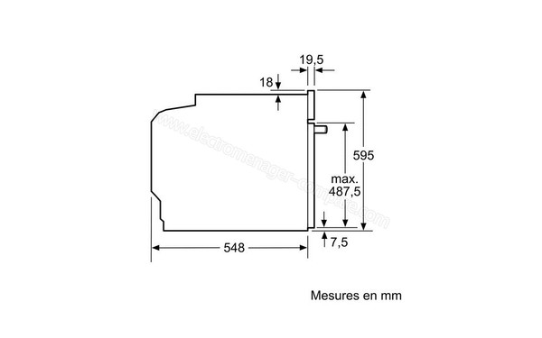 BOSCH HBG6755B1F - Pland d&eacute;taill&eacute; des dimensions