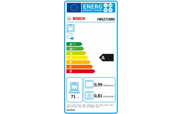 BOSCH HBS271BB0 - &Eacute;tiquette &eacute;nergie