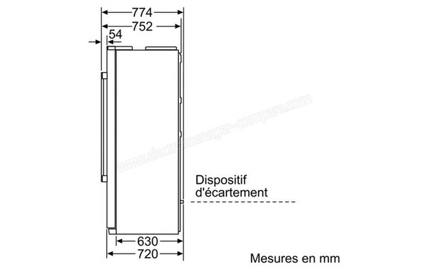 BOSCH KAD90VI30 - Schema technique vue de profil
