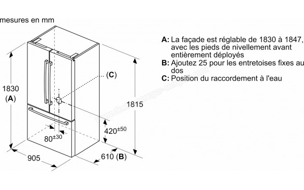 BOSCH KFF96PIEP - Dimensions