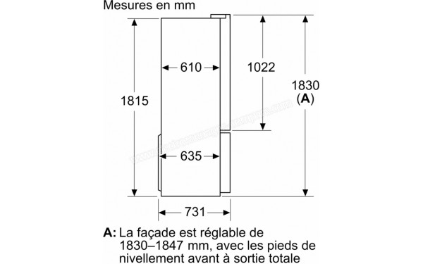 BOSCH KFN96AXEA - Dimensions