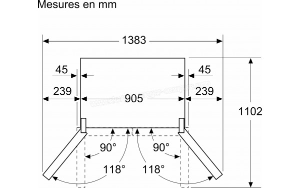 BOSCH KFN96VPEA - Dimensions