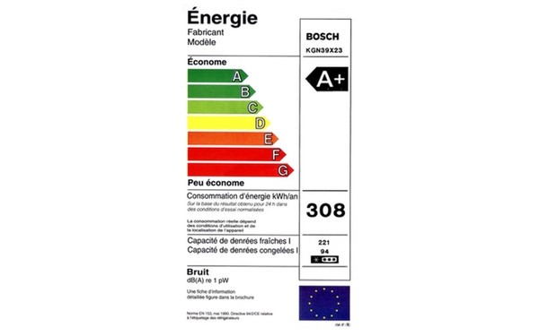 BOSCH KGN39X23 - &Eacute;tiquette &eacute;nergie