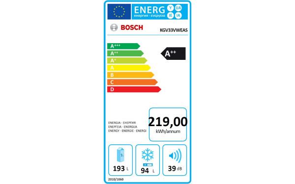 BOSCH KGV33VWEAS - &Eacute;tiquette &eacute;nergie