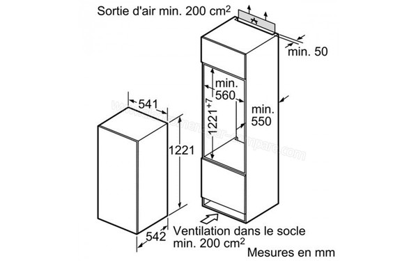 BOSCH KIL24X30 - Schema d'encastrement