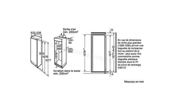 BOSCH KIL28A41FF - Schema d'encastrement