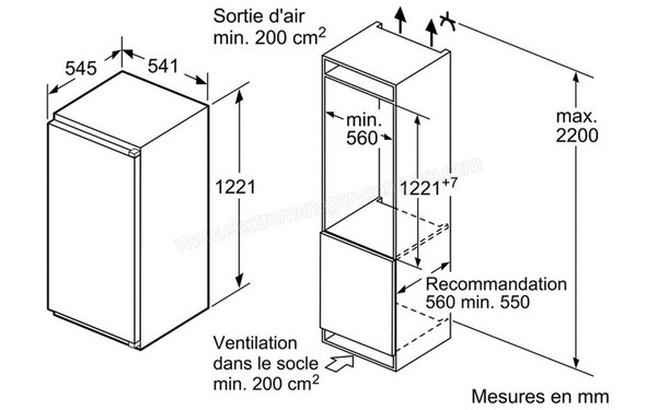 BOSCH KIL42VS30 - Sch&eacute;ma d'encastrement