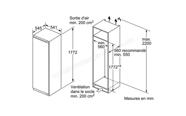 BOSCH KIL82VS30 - Sch&eacute;ma d'encastrement