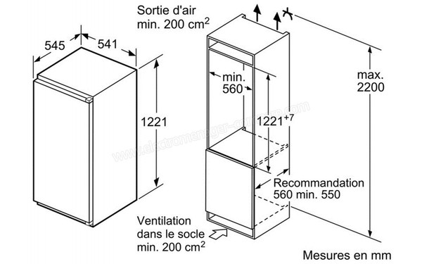 BOSCH KIR41VS30 - Sch&eacute;ma d'encastrement