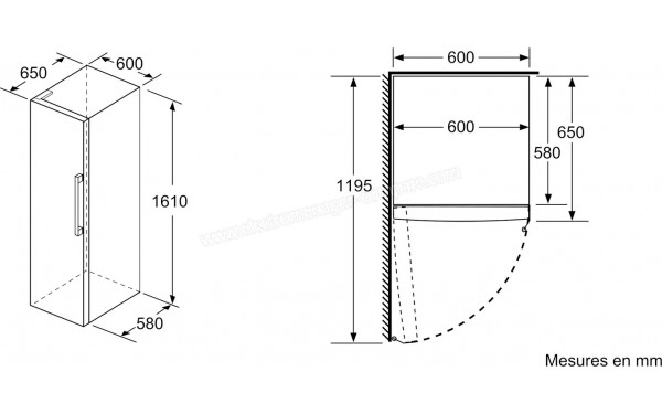 BOSCH KSV29VL3P - Sch&eacute;ma des dimensions