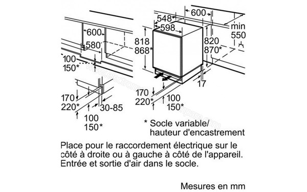 BOSCH KUR15A60 - Sch&eacute;ma d'encastrement