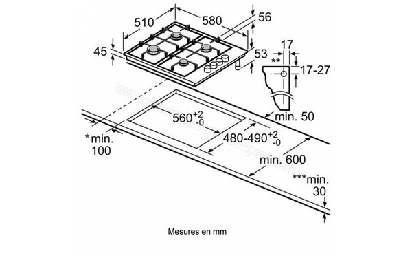 BOSCH PBP615B80E - Sch&eacute;ma d'encastrement