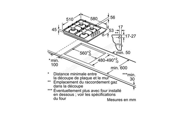 BOSCH PBP6B2B80 - Sch&eacute;ma d'encastrement 
