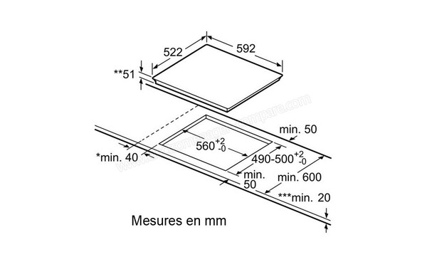 BOSCH PIA611B68E - Sch&eacute;ma d'encastrement
