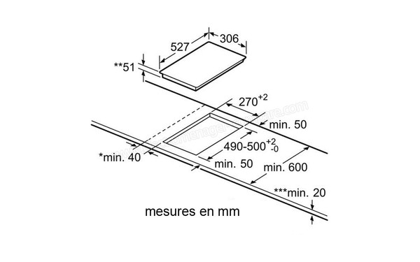 BOSCH PIE375C14E - Sch&eacute;ma d'encastrement