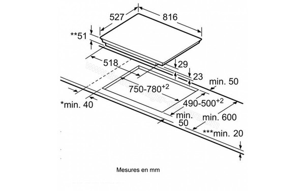 BOSCH PIL875N14E - Sch&eacute;ma d'encastrement 1