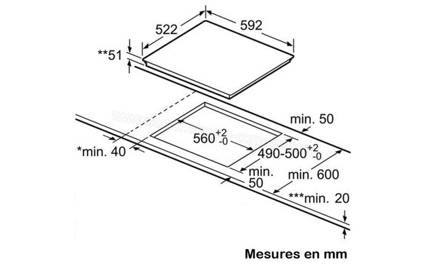 BOSCH PIQ651F17E - Sch&eacute;ma d'encastrement 
