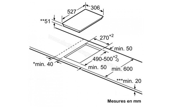 BOSCH PIV375N17E - Sch&eacute;ma d'encastrement