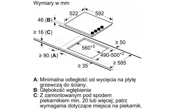 BOSCH PKE612CA2E - Dimensions