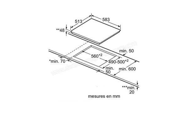 BOSCH PKE645C17E - sch&eacute;ma d'encastrement