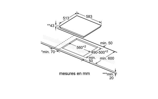 BOSCH PKF645B17E - Sch&eacute;ma d'encastrement