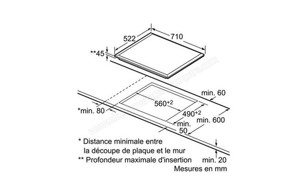 BOSCH PKF751T14E - Sch&eacute;ma d'encastrement 