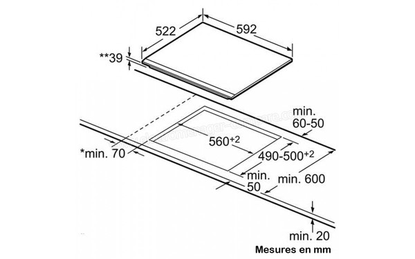 BOSCH PKM631B17E - Sch&eacute;ma d'encastrement 1