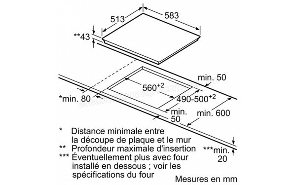 BOSCH PKM645B17E - Sch&eacute;ma d'encastrement 
