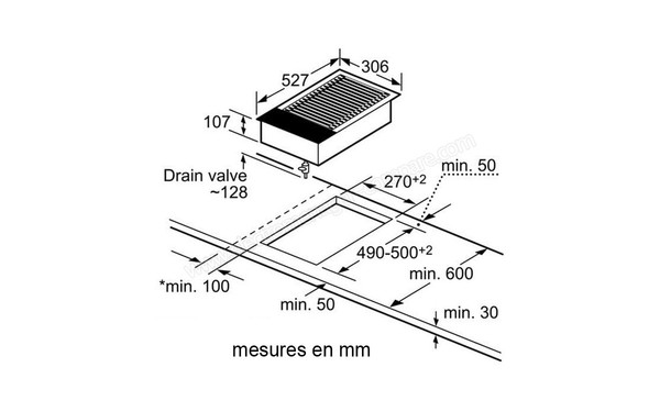 BOSCH PKU375V14E - Sch&eacute;ma d'encastrement