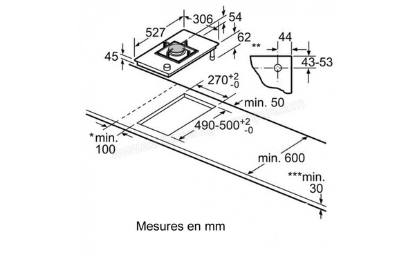 BOSCH PSA326B21E - Sch&eacute;ma d'encastrement