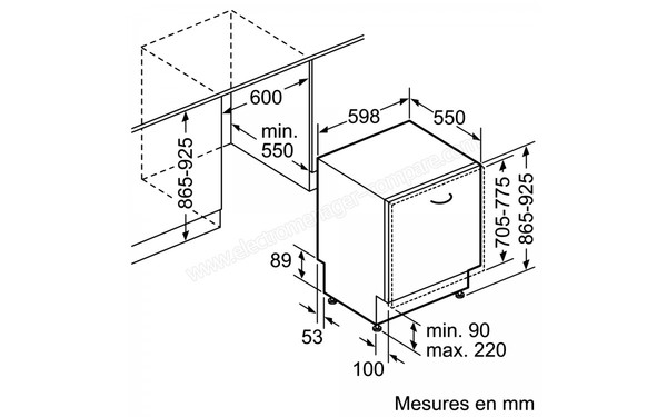 BOSCH SBV46KX01E - Sch&eacute;ma d'encastrement