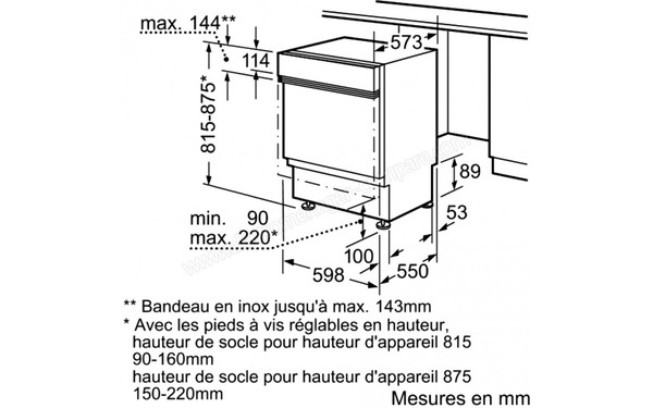 BOSCH SGI56E92EU - Sch&eacute;ma d'encastrement